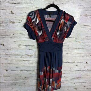 BCBGMaxAzria Blue and Red Pleated Mini Dress size xs